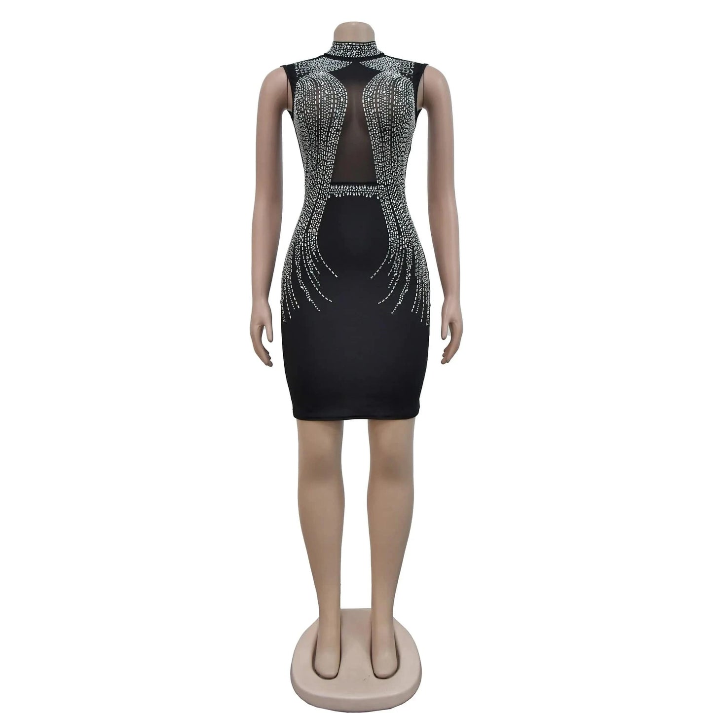 2024 Rhinestone Bodycon Slit Sleeveless Elegant Floor Length Wedding Evening Party Dress Women