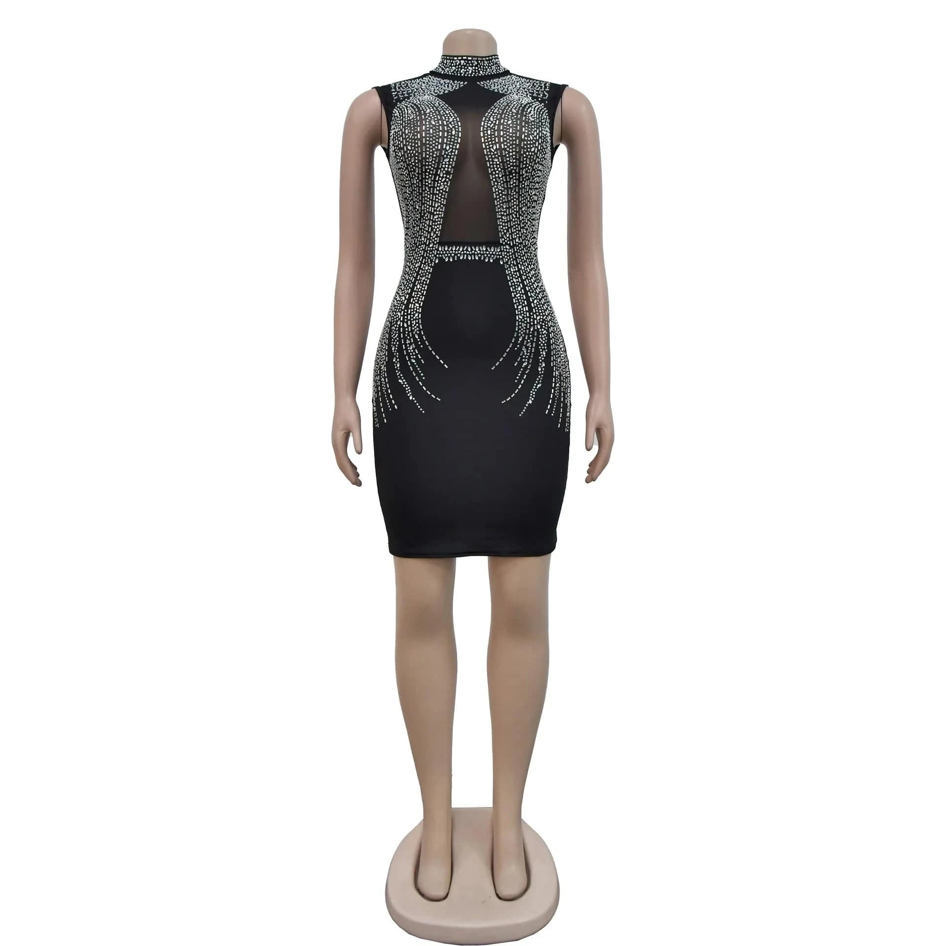 2024 Rhinestone Bodycon Slit Sleeveless Elegant Floor Length Wedding Evening Party Dress Women