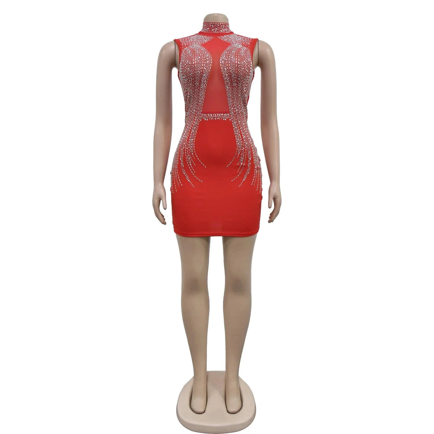 2024 Rhinestone Bodycon Slit Sleeveless Elegant Floor Length Wedding Evening Party Dress Women