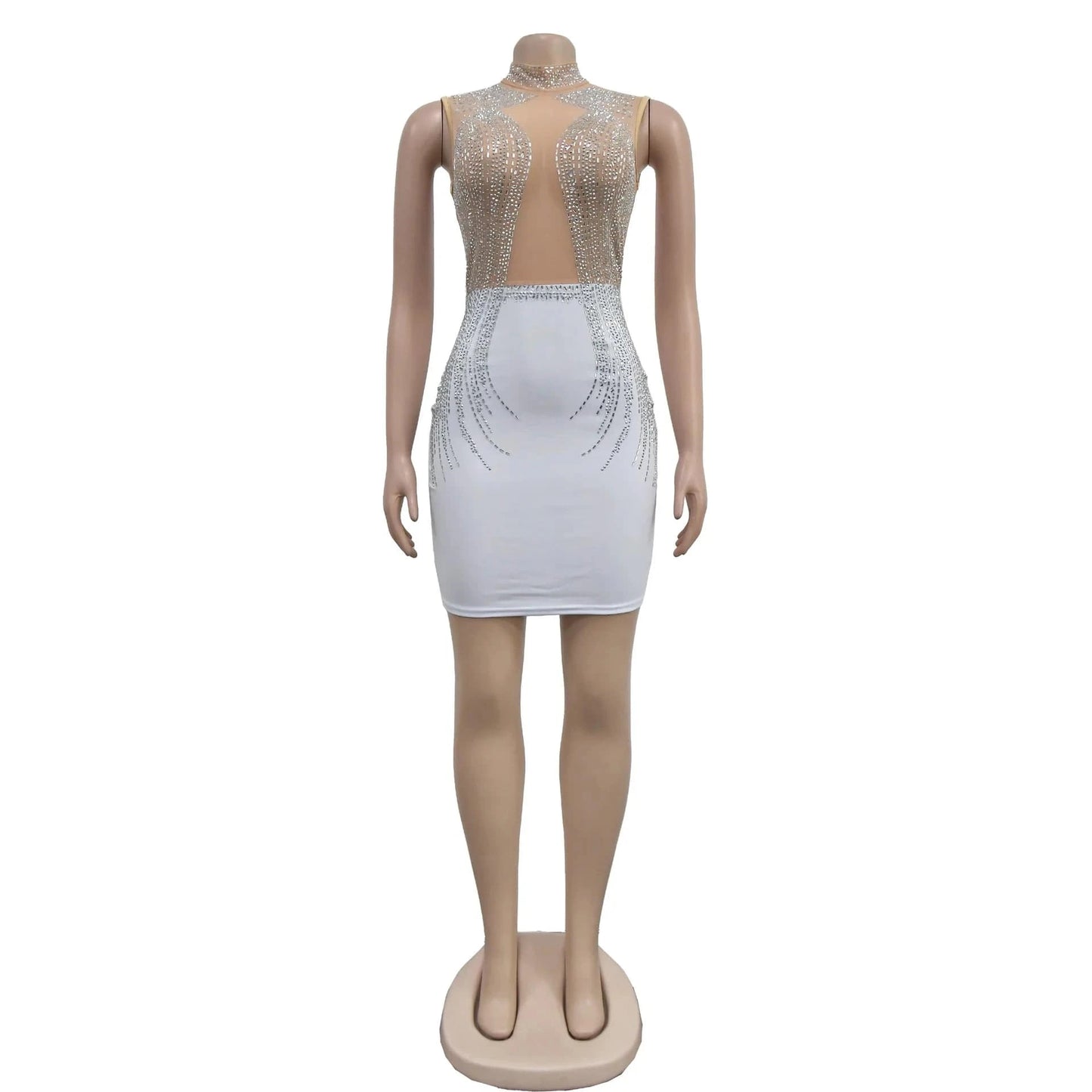 2024 Rhinestone Bodycon Slit Sleeveless Elegant Floor Length Wedding Evening Party Dress Women