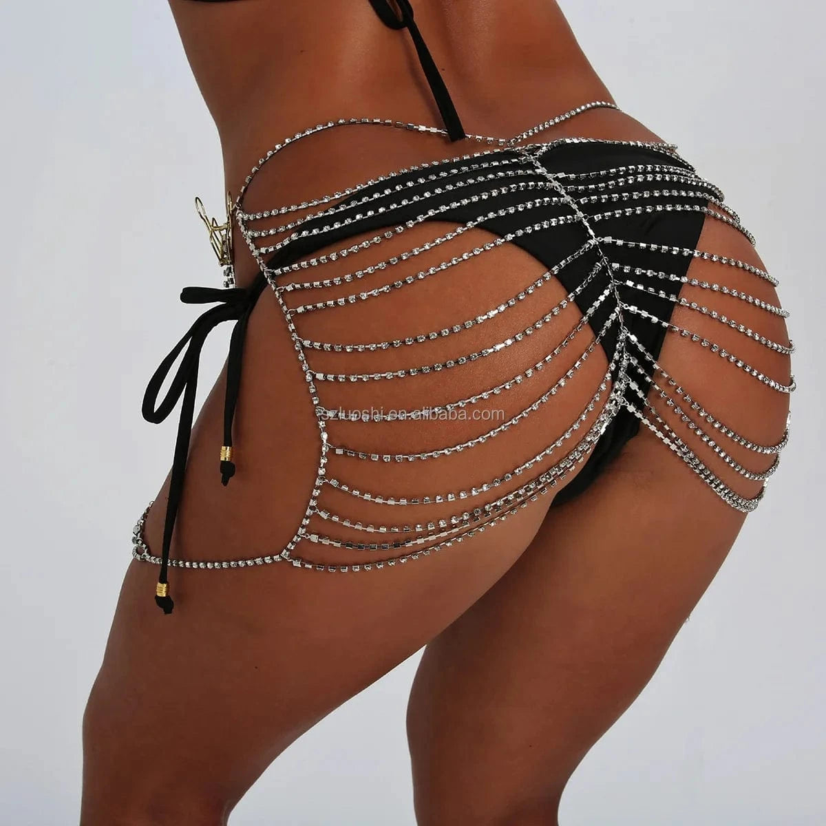 2024 Rhinestone Multilayered Belly Chain Club Wear Sexy See Through Hollow Link Skirt Body Jewelry Tassel Crystal Belly Waist Chain