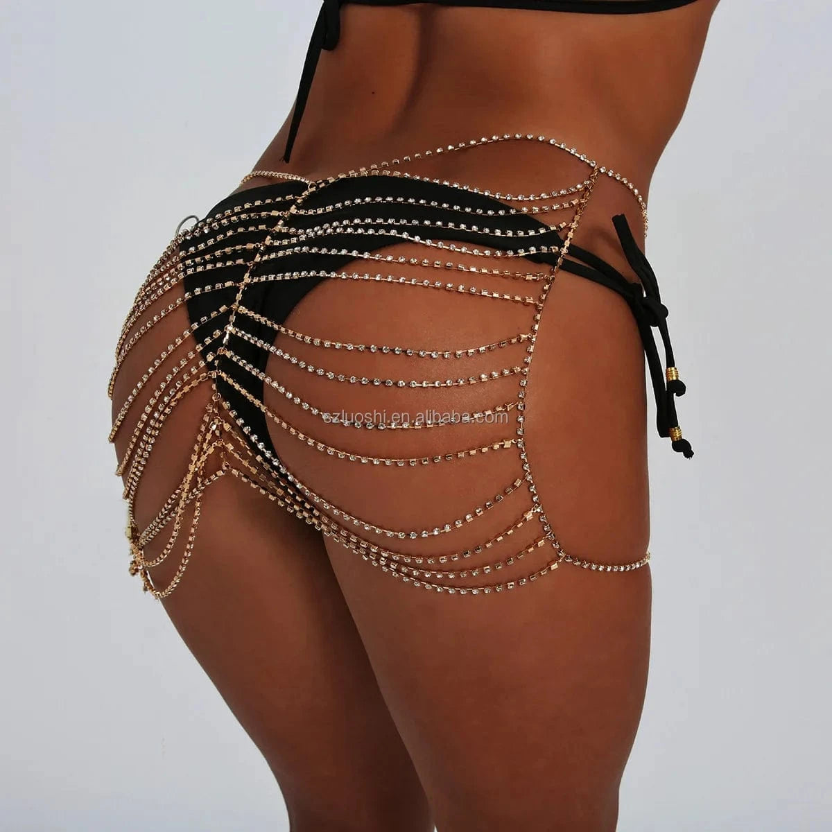 2024 Rhinestone Multilayered Belly Chain Club Wear Sexy See Through Hollow Link Skirt Body Jewelry Tassel Crystal Belly Waist Chain