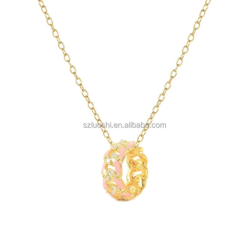 2024 S925 Sterling Silver Colorful Enamel Circle Chain Women's Pendant 18k Gold Plated Clavicle Necklaces Jewelry