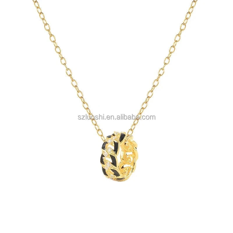 2024 S925 Sterling Silver Colorful Enamel Circle Chain Women's Pendant 18k Gold Plated Clavicle Necklaces Jewelry