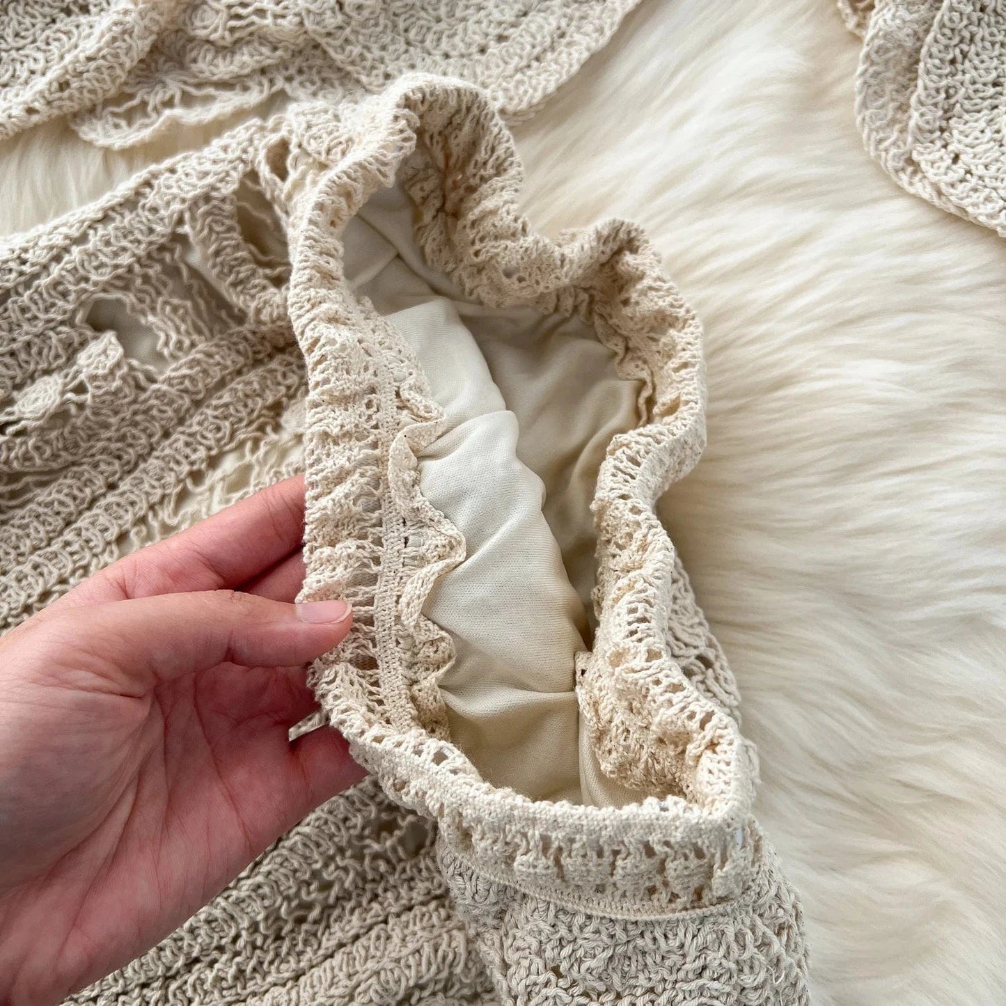 2024 Sexy Crochet Outfit Sleeveless Top And Midi Skirt 2 Piece Set For Women