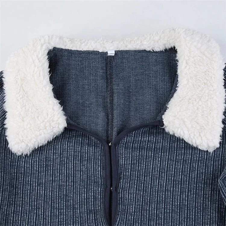 2024 Sexy Striped Knitted Jumpsuit Women Long Sleeves Fur Collar Bodycon Clubwear Women Romper