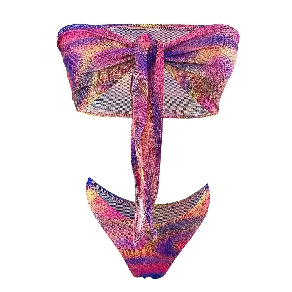 2024 sexy tan-through fabric swimsuits beachwear wholesale bikini tan through Neck Bikini swimwear