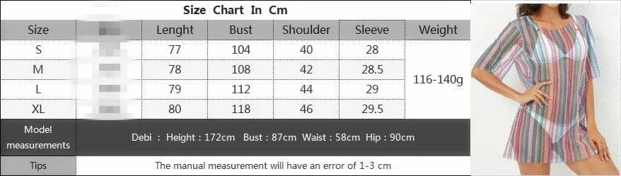 2024 Sexy Transport Beach Dress for Women Summer Stripped Mini Dresses Half Sleeve See-through Tshirt Cover-ups O-neck Tunic