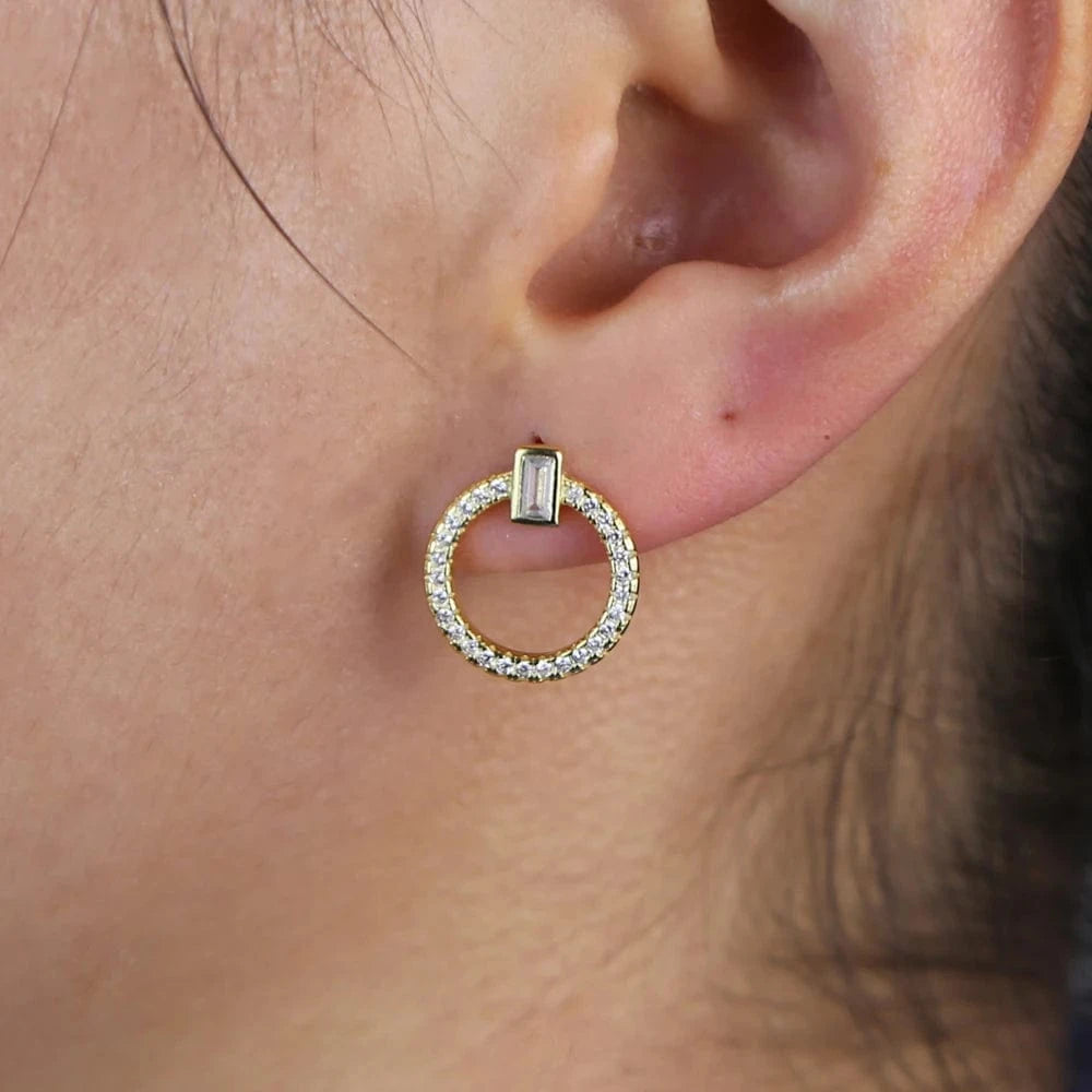2024 Simple Bling 925 Sterling Silver Fashion Women Jewelry Micro Pave 5A CZ Round Circle Geometric Stud Earring