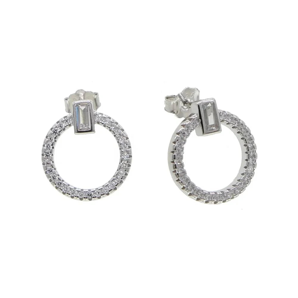 2024 Simple Bling 925 Sterling Silver Fashion Women Jewelry Micro Pave 5A CZ Round Circle Geometric Stud Earring