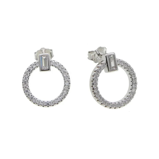 2024 Simple Bling 925 Sterling Silver Fashion Women Jewelry Micro Pave 5A CZ Round Circle Geometric Stud Earring