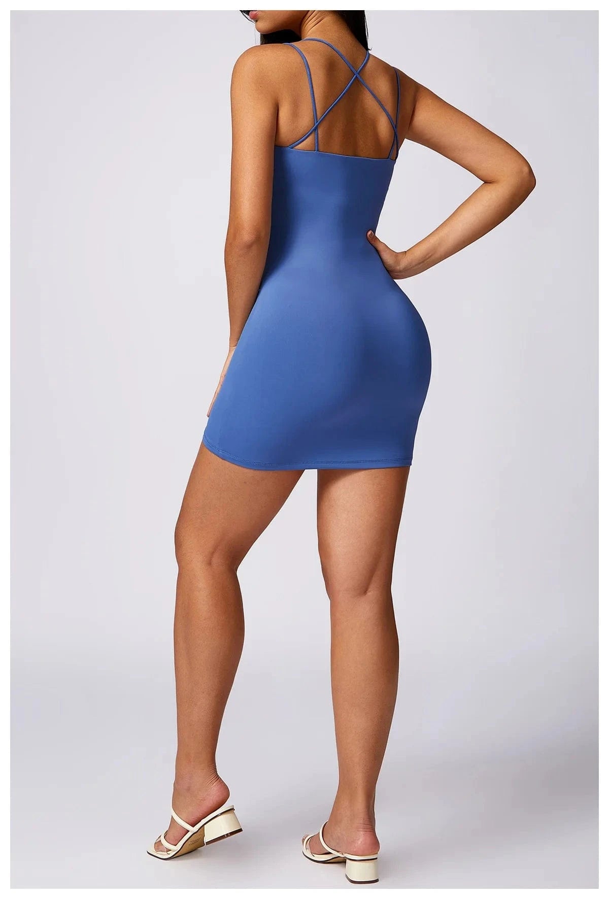 2024 Sports New Arrival Sexy Yoga Dress Women's Sling Cross Shoulder Strap High Elastic Tight Running Tennis Short Romper Dress