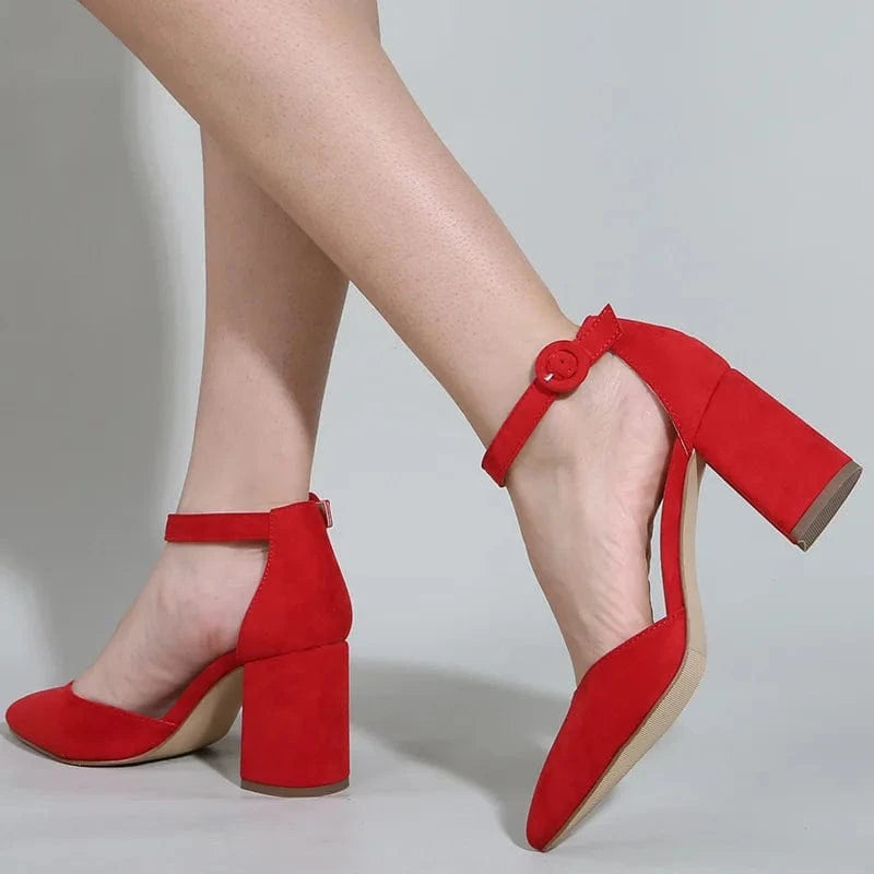 2024 Spot red pointed slope one line belt evening party fashion business commuting mature sexy women high heel sandals