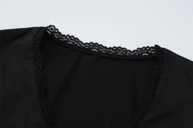 2024 Spring 2 Pcs Sets V Neck Long Sleeve Solid Patchwork Lace Sexy Crop Top Wide Leg Pants Women Sport Yoga Outfit