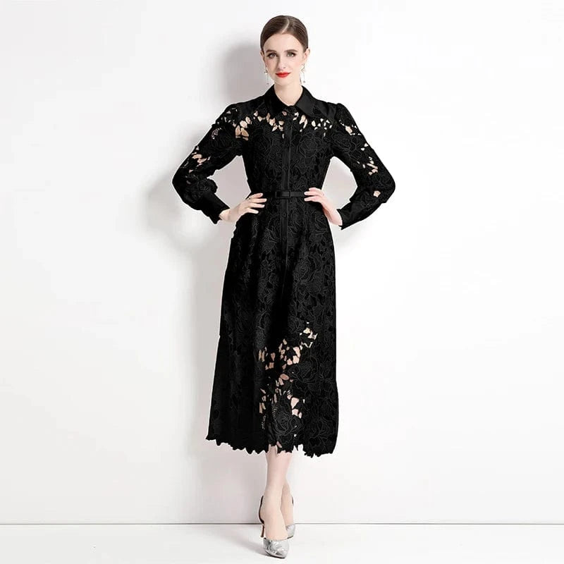 2024 Spring and Autumn European and American Style Dress Women's Summer Water Soluble Lace Small and Luxury Style XY1986096