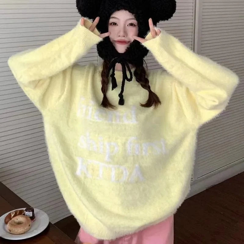 2024 Spring and autumn high quality fashion large size round neck embroidered men's and women's couple letter loose sweater