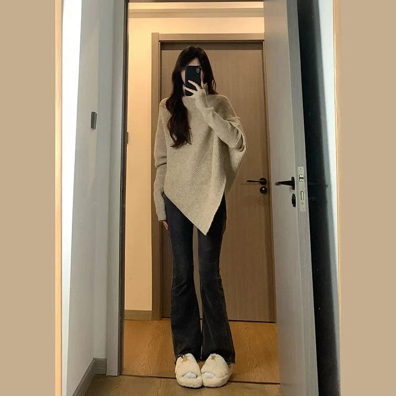 2024 Spring and autumn high-quality fashion women's best-selling solid color long-sleeved turtleneck loose pullover sweater
