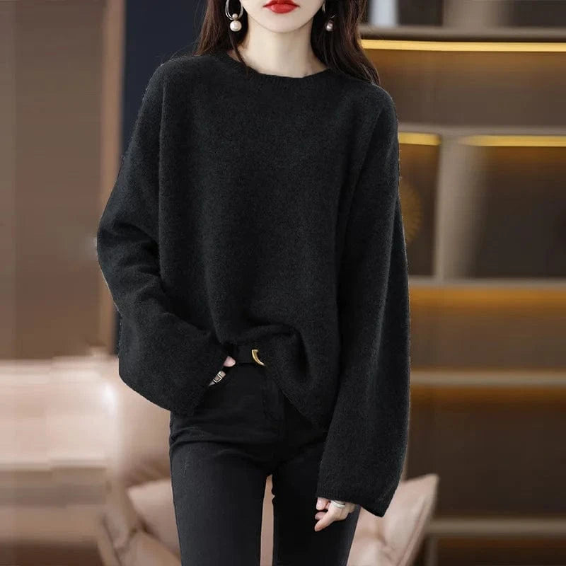 2024 Spring and autumn new arrivals best-selling women's solid color crew neck long sleeve loose high-quality pullover sweater