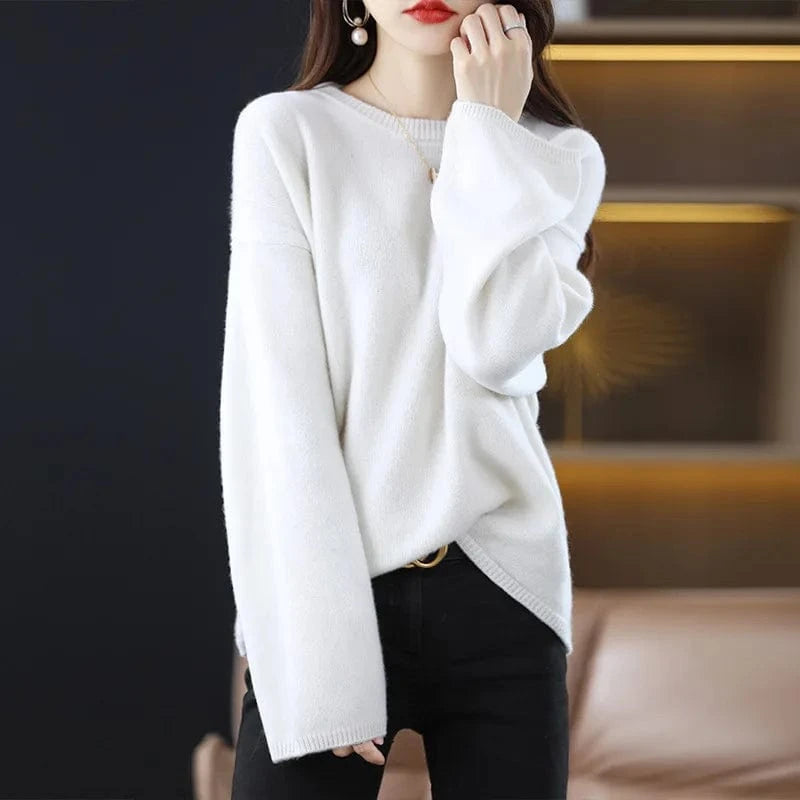 2024 Spring and autumn new arrivals best-selling women's solid color crew neck long sleeve loose high-quality pullover sweater