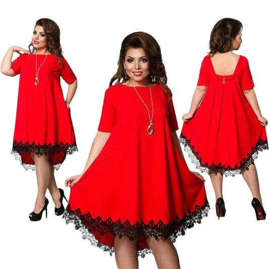 2024 spring and summer explosion lace splicing hem dress loose comfortable plus size dresses