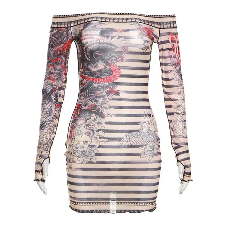 2024 Spring Autumn Long Sleeve Party Club Streetwear Mesh Sheer Bodycon Mini Dress