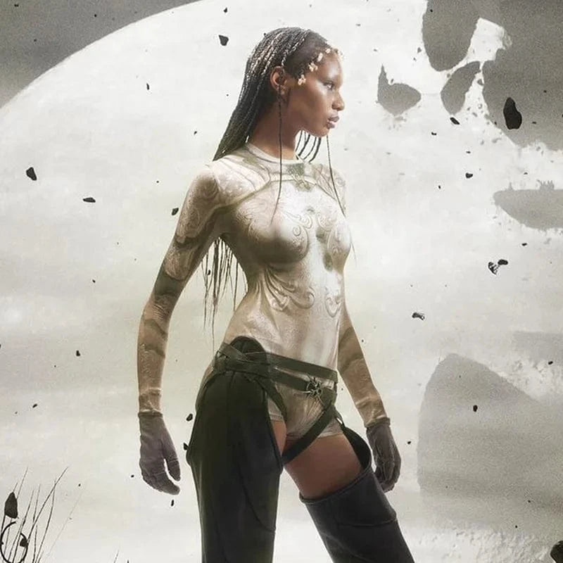 2024 spring boutique fashion stretchy bodycon digital one piece playsuit jumpsuit shorts