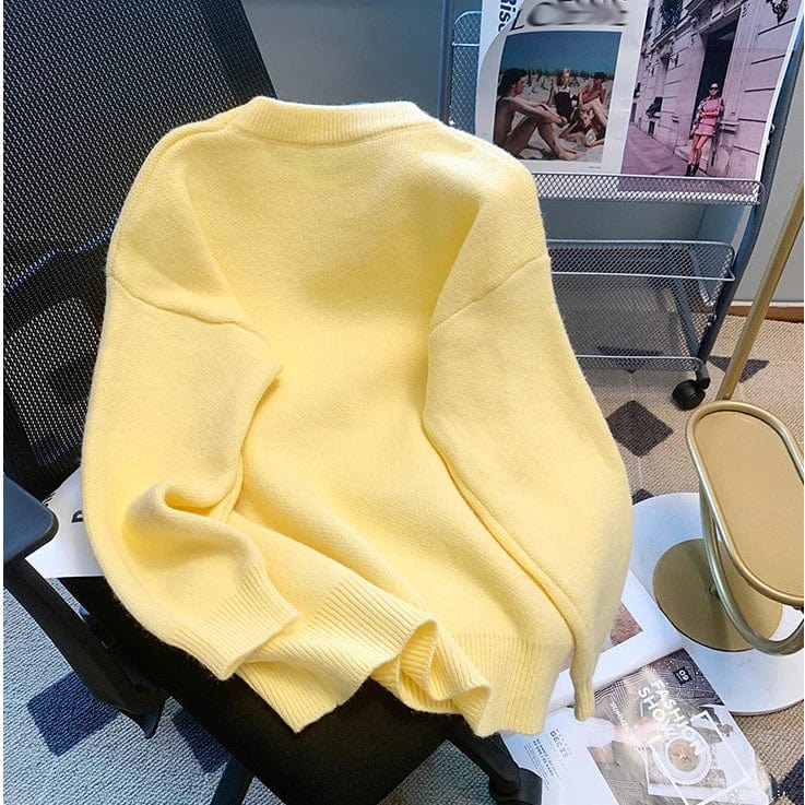 2024 Spring fashionable women crew neck long sleeve oversize cartoon duck jacquard pullover sweater