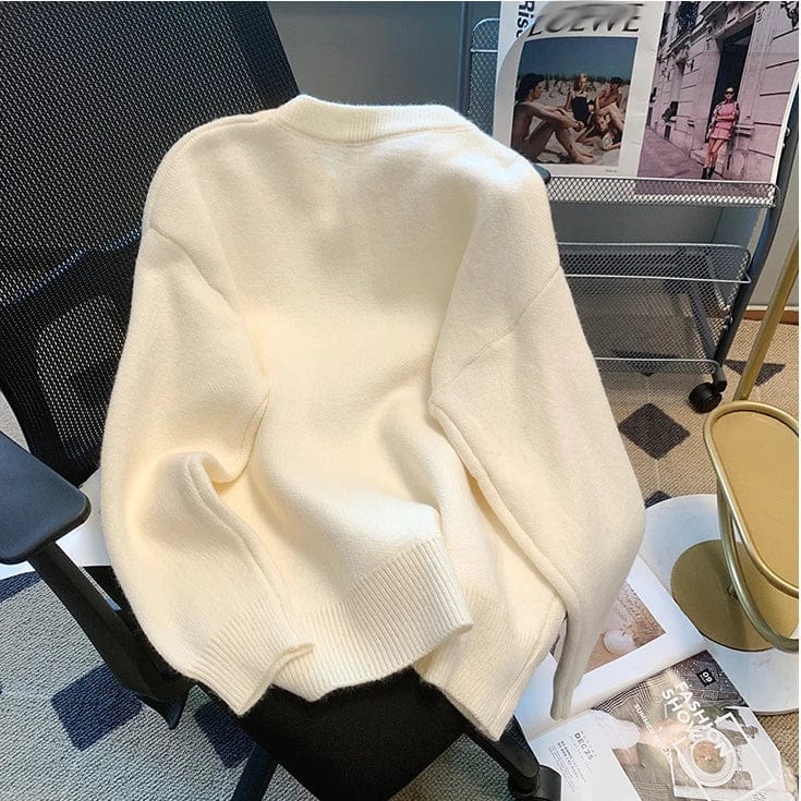 2024 Spring fashionable women crew neck long sleeve oversize cartoon duck jacquard pullover sweater