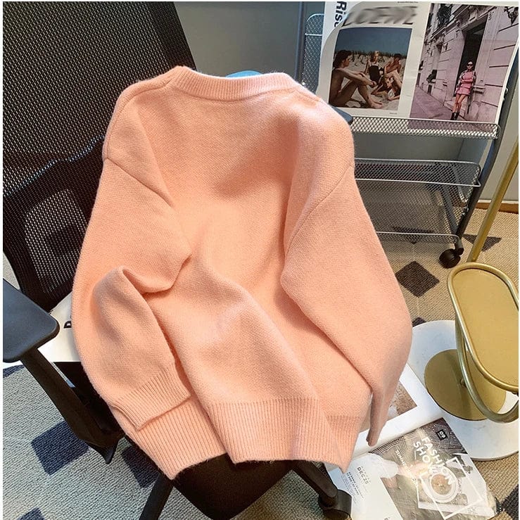 2024 Spring fashionable women crew neck long sleeve oversize cartoon duck jacquard pullover sweater