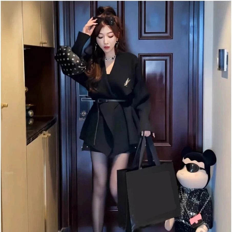 2024 Spring  ladies long sleeve elegant cardigan classic large size high quality belt sweater coat