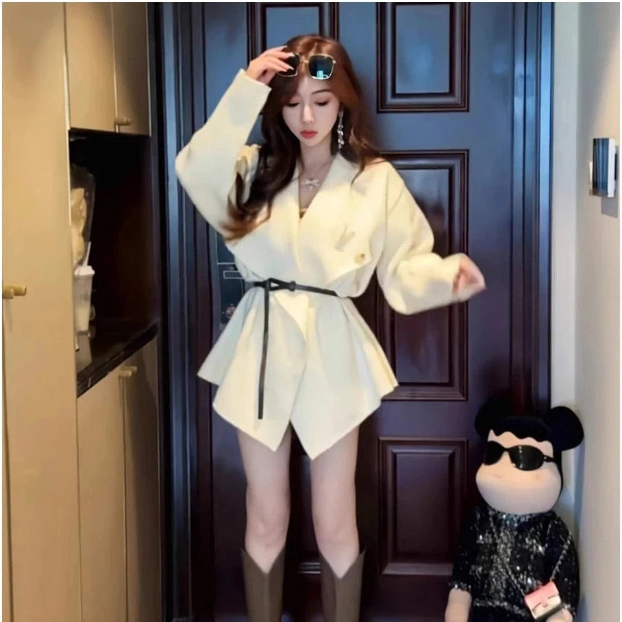 2024 Spring  ladies long sleeve elegant cardigan classic large size high quality belt sweater coat