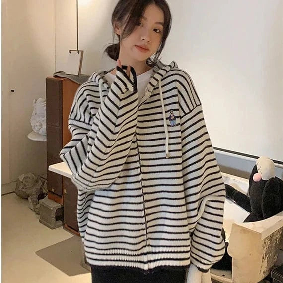 2024 Spring  ladies long sleeve elegant cardigan classic zipper sweater hoodie cardigan sweater coat
