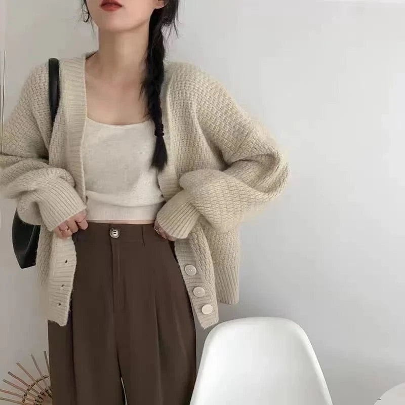 2024 Spring  ladies long sleeve v-neck elegant cardigan classic large size high quality sweater coat