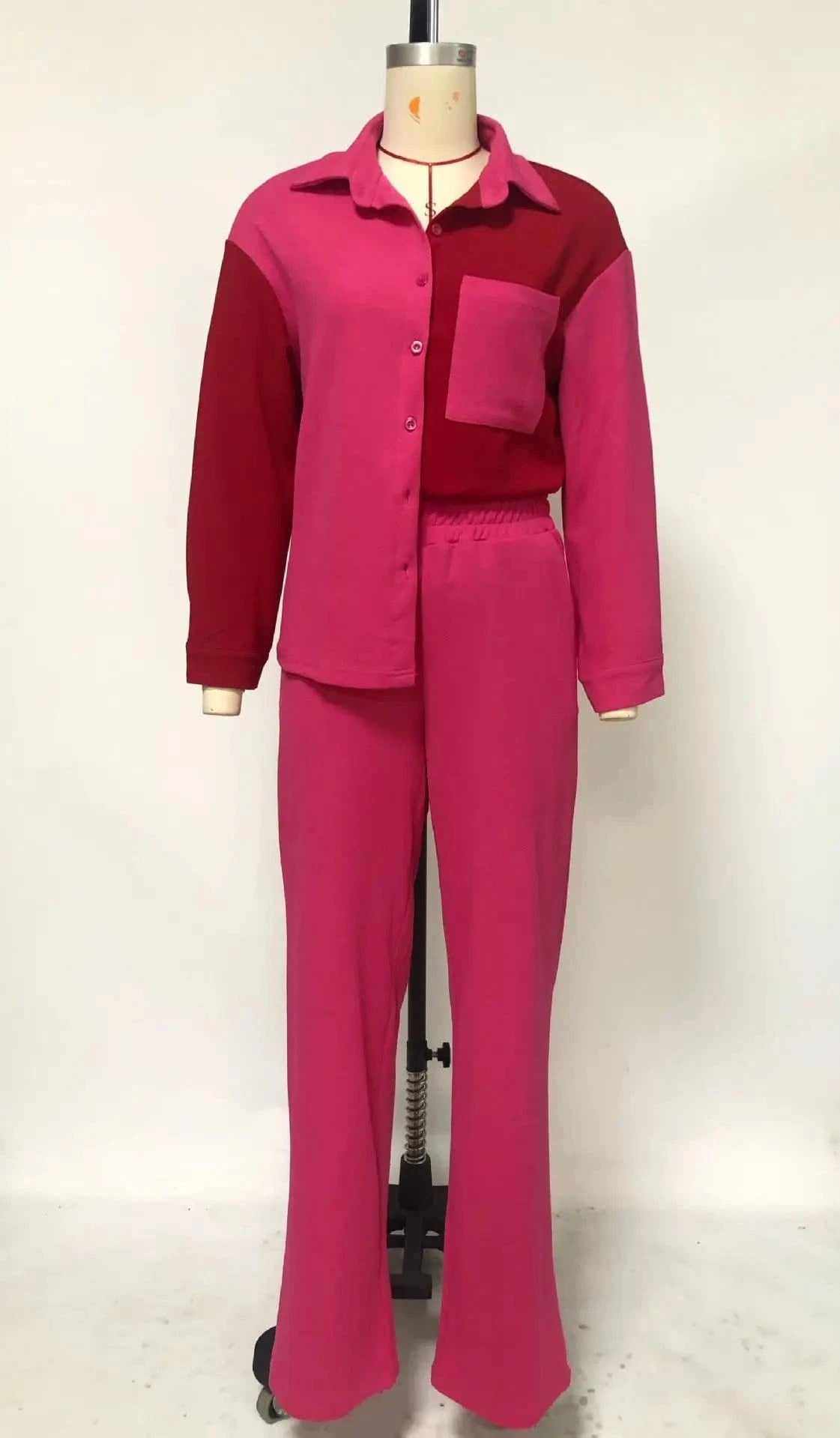 2024 Spring New Arrival  Casual Patchwork Pocket Shirt Pants Women Two Piece Set