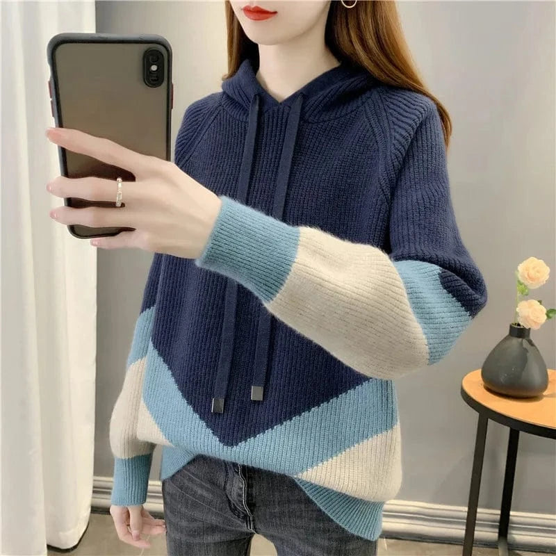 2024 spring new arrival fashion lady long sleeve plus size grid patchwork loose hoodies sweater shirt