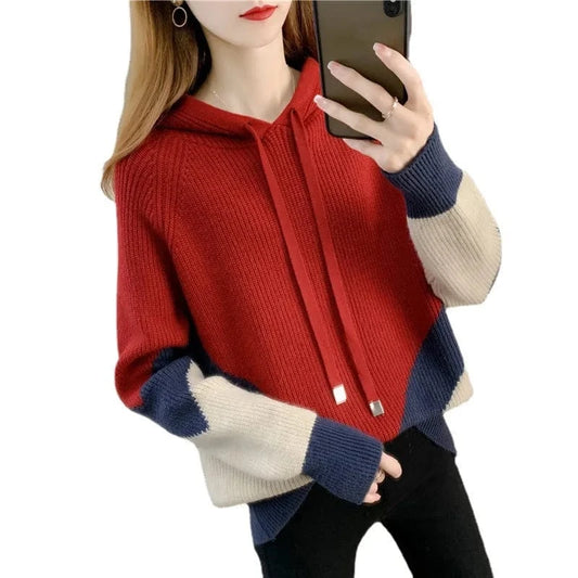 2024 spring new arrival fashion lady long sleeve plus size grid patchwork loose hoodies sweater shirt