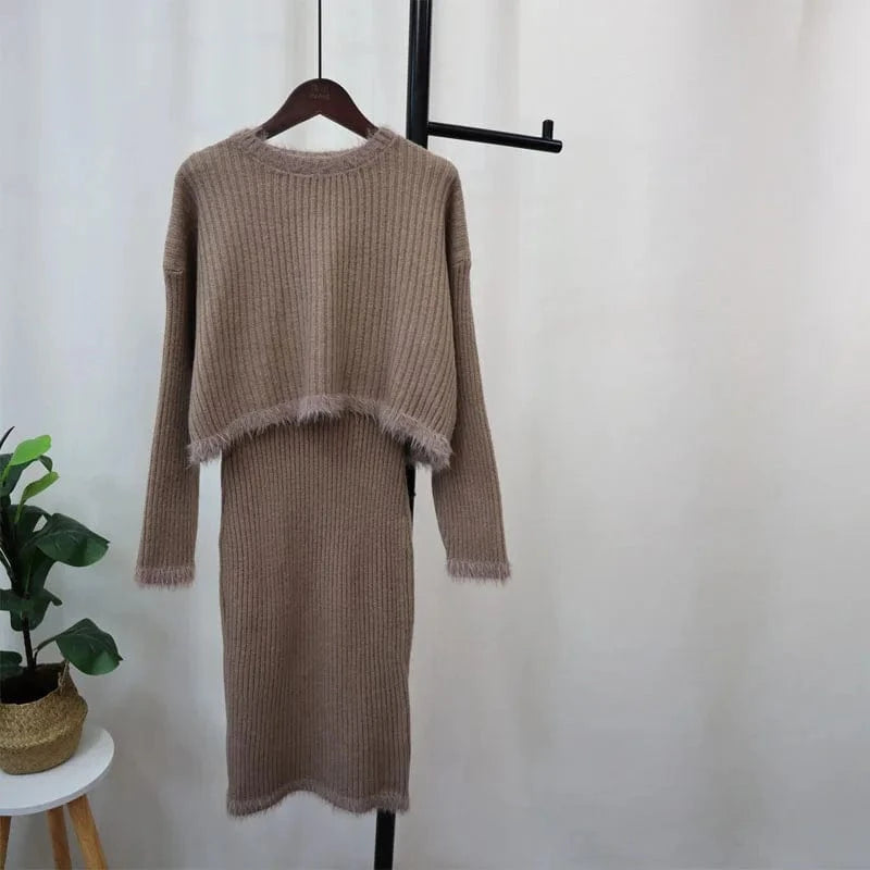2024 spring new arrival fashion lady oversized women sweater dress set