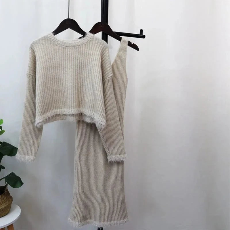 2024 spring new arrival fashion lady oversized women sweater dress set