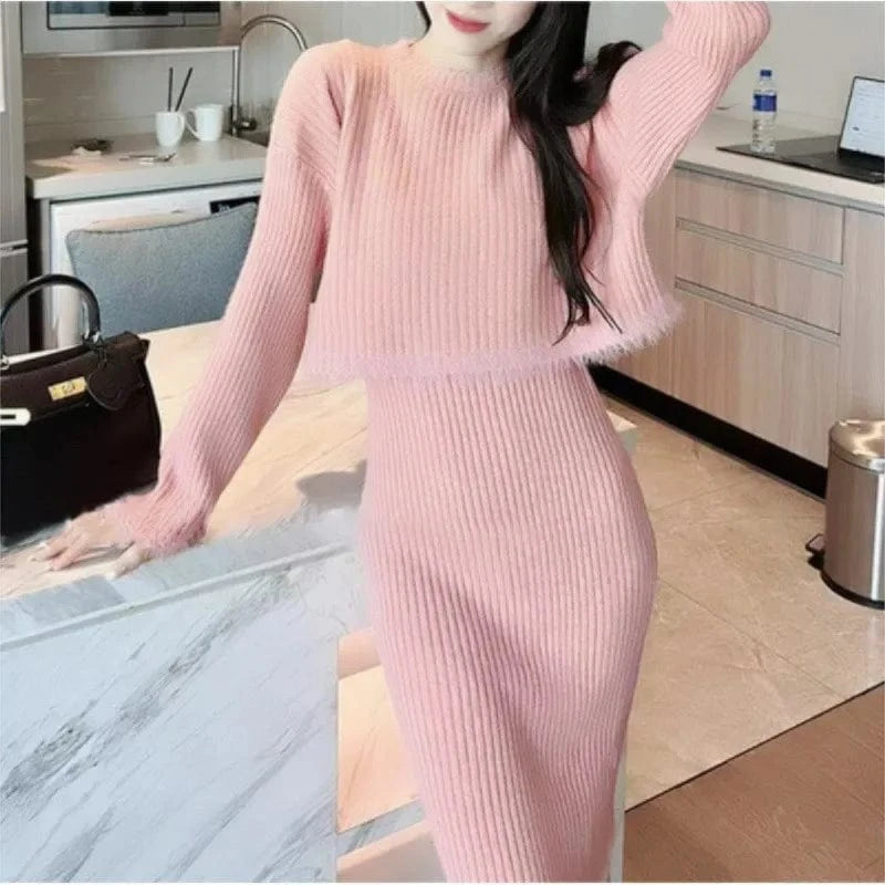 2024 spring new arrival fashion lady oversized women sweater dress set