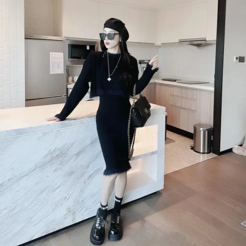 2024 spring new arrival fashion lady oversized women sweater dress set