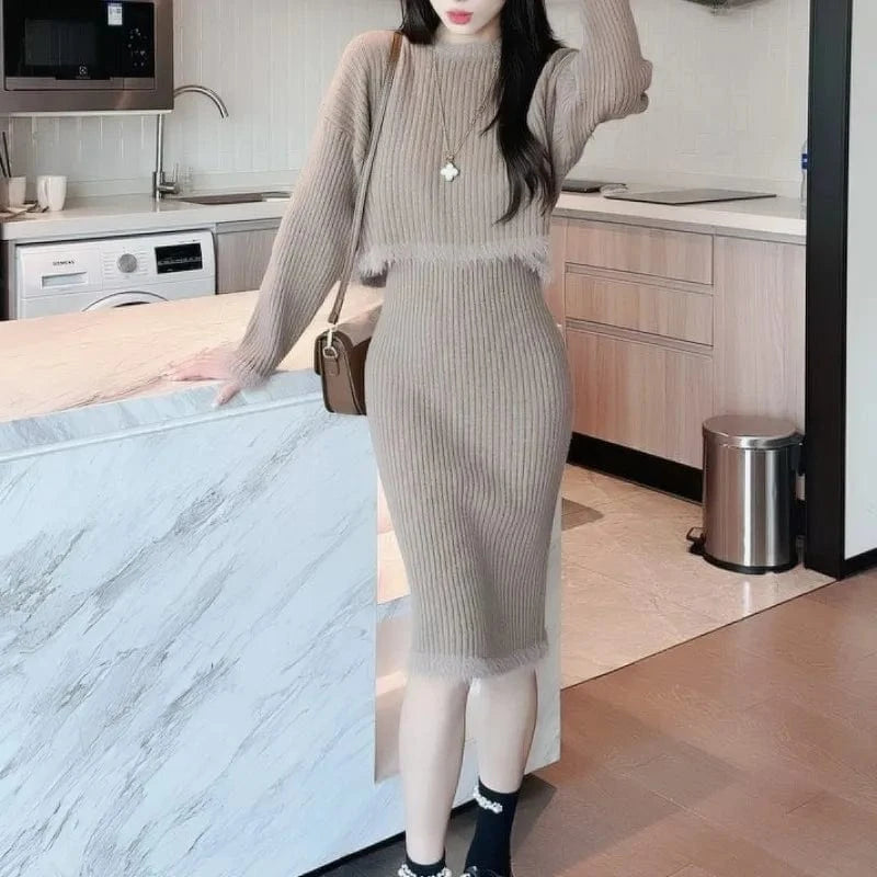 2024 spring new arrival fashion lady oversized women sweater dress set