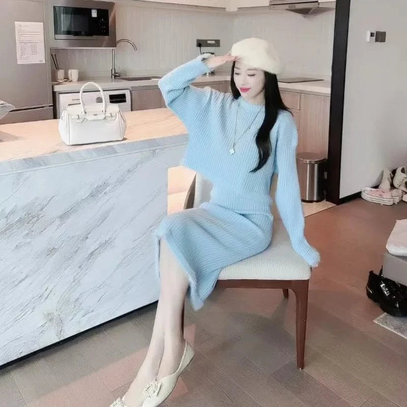 2024 spring new arrival fashion lady oversized women sweater dress set