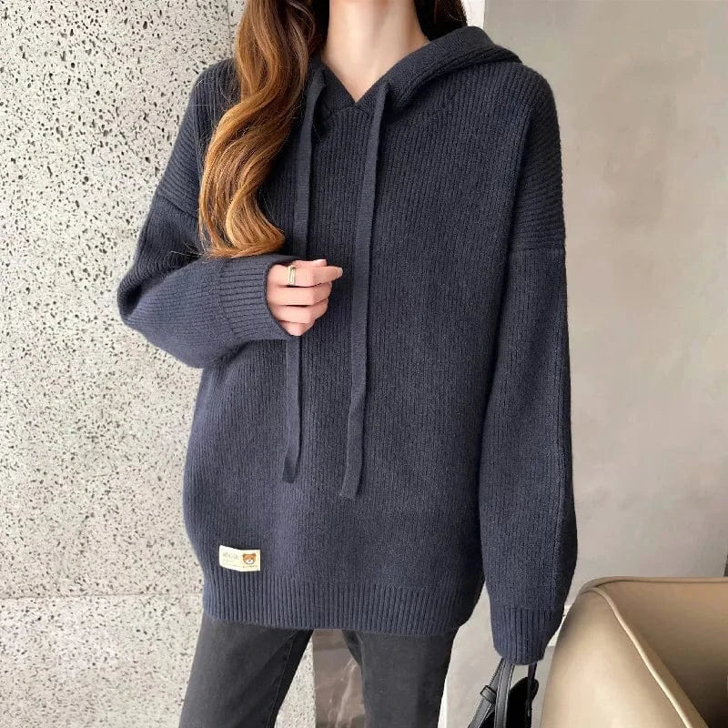 2024 spring new arrival fashion lady plus size loose knit hoodies shirt