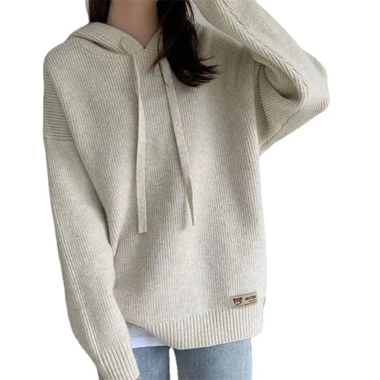 2024 spring new arrival fashion lady plus size loose knit hoodies shirt