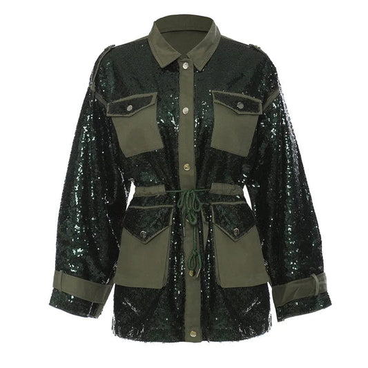 2024 spring new arrival fashion lady sequin patchwork women jacket