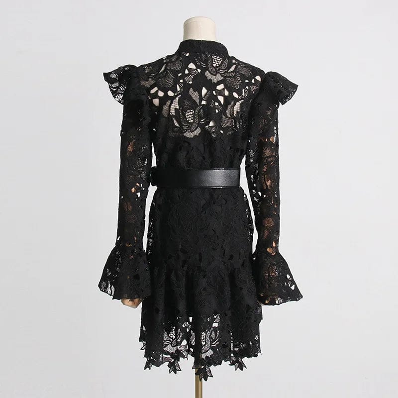 2024 Spring New Arrival French Style Lace Embroidery Patchwork Women Casual Dress