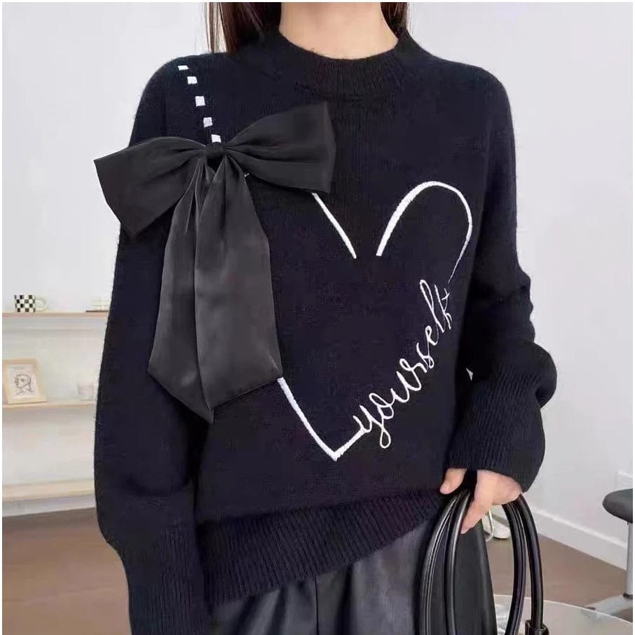 2024 Spring New arrival Ladies crew neck bow  long sleeve  sweater shirt women sweater jumper