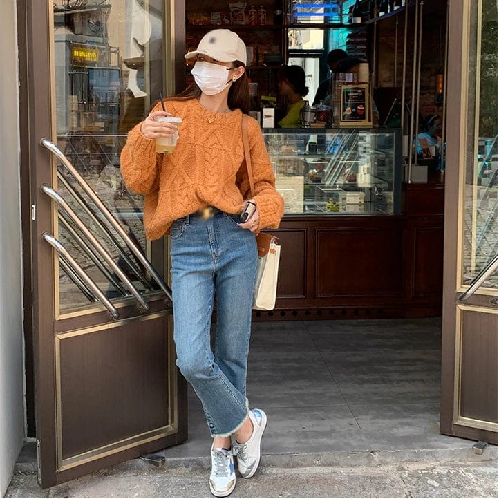 2024 Spring new arrival Ladies crew neck long sleeve loose fit women sweater jumper
