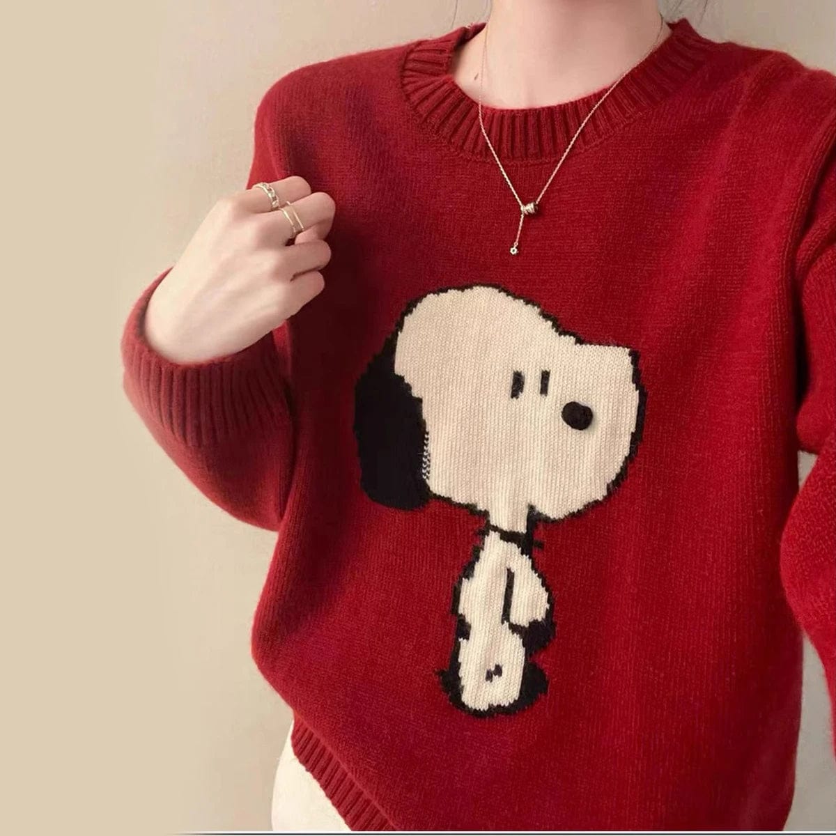 2024 Spring new arrival Ladies crew neck long sleeve sweater oversize cartoon dog sweater jumper