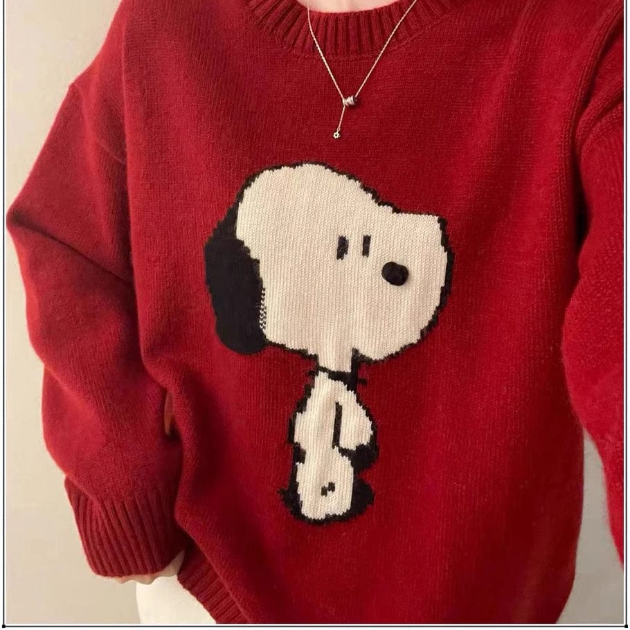 2024 Spring new arrival Ladies crew neck long sleeve sweater oversize cartoon dog sweater jumper